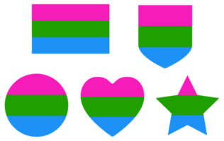 Polysexual pride flag in shape set. LGBTQ flag  in shape set. png