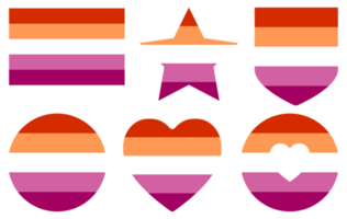 Lesbian Pride Flag in shape set. LGBT symbol in shape set. png