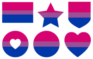 Bisexual pride flag in shape set. png