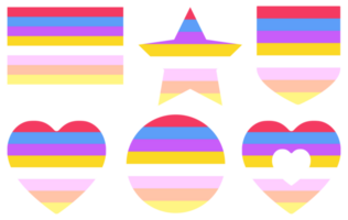 Pangender Pride Flag in shape set. LGBTQ flag in shape set. png