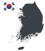 South Korea map with South Korean flag vector