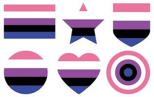 Genderfluid pride flag in shape set. LGBT pride flag in shape set. vector