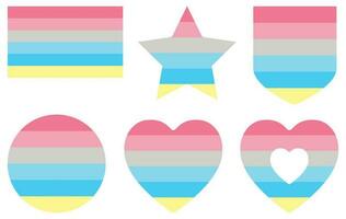 Genderflux pride flag in shape set. LGBTQ flag in shape set. vector