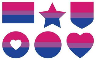 Bisexual pride flag in shape set. vector