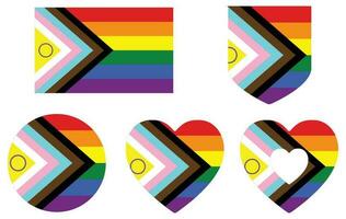 Intersex Progress Pride Flag set. New LGBTQ Pride Flag set. vector