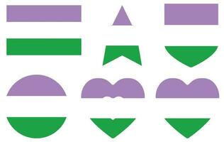 Genderqueer pride flag in shape set. LGBTQ flag in shape set. vector