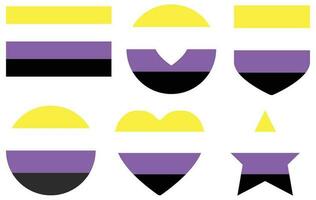 Non Binary pride flag in shape set. LGBTQ symbol in shape set. vector