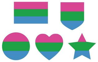 Polysexual pride flag in shape set. LGBTQ flag  in shape set. vector