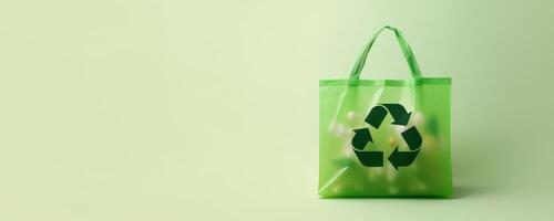 Eco Recycle Bag Concept with Copy Space, No Plastic Bag, Stop Using Disposable Package. photo