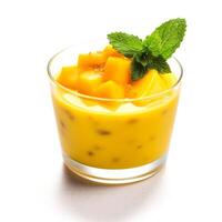 Delicious Mango Pudding isolated on white background, photo