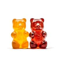 Delicious gummy bears isolated on white background, photo