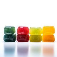 Delicious gummies isolated on white background, photo