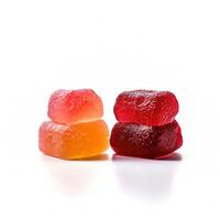 Delicious gummies isolated on white background, photo