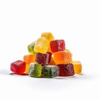 Delicious gummies isolated on white background, photo