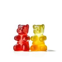 Delicious gummy bears isolated on white background, photo