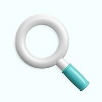 Metal silver magnifier. 3d volume lens icon. Realistic vector illustration