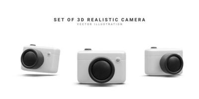 conjunto de 3d realista cámara aislado en blanco antecedentes. vector ilustración