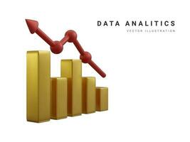 Data analysis concept banner. Growing bars graphic with rising arrow. Digital marketing. Vector illustration