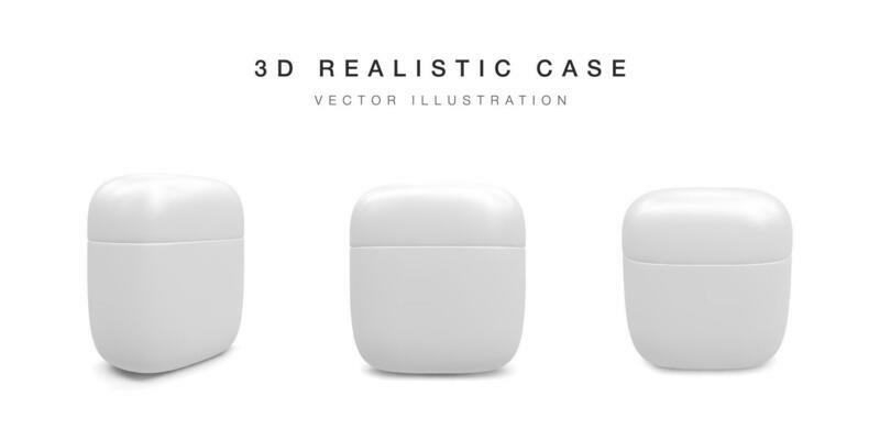 Set of realistic headphones case isolated on white background. Vector illustration