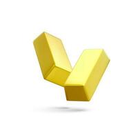 Golden Bars on white background. 3d Rendering gold. Vector illustration