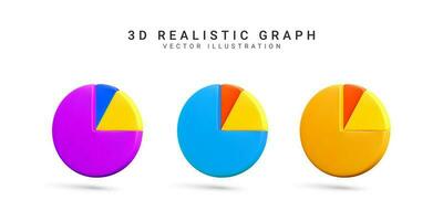 3D realistic Infographic is divided into parts. Chart pie infographic share.  Set of business graph  icon in cartoon style. Vector illustration