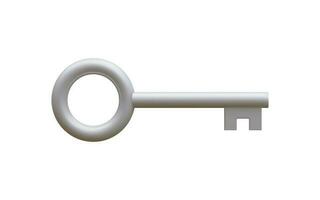 3d realistic silver key isolated in white background. Vector illustration