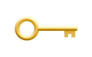 3d realistic golden key isolated in white background. Vector illustration