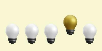 3d realistic light bulb icons. Idea concept. Vector illustration