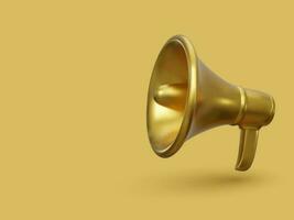 3d realistic gold megaphone marketing concept. Vector illustration