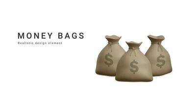 3d realistic  money bags. Vector illustration