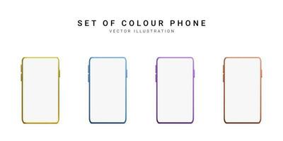 Set of colour 3d realistic phone isolated on white background. Vector illustration