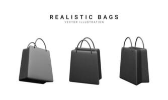 conjunto de 3d realista vistoso compras bolsas. vector ilustración