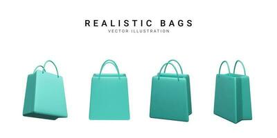 Set of 3d realistic colorful shopping bags. Vector Illustration