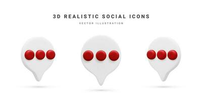 Set of 3d realistic chat icons isolated on white background. Vector illustration