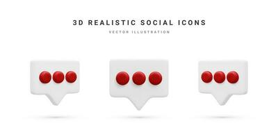 Set of 3d realistic chat icons isolated on white background. Vector illustration