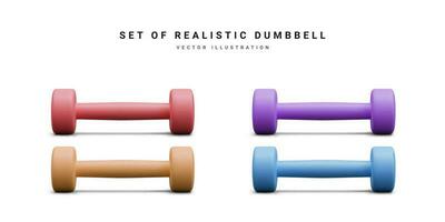 3d realistic set of dumbbells isolated on white background. Vector illustration