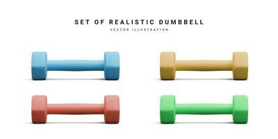 3d realistic set of dumbbells isolated on white background. Vector illustration