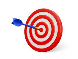 Blue dart hit on center of target. Success concept. Business strategy and targeting success. Vector illustration