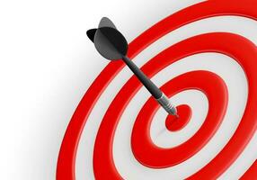 Black dart hit on center of target. Success concept. Business strategy and targeting success. Vector illustration