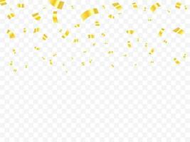 Falling shiny golden confetti isolated on white background. Bright festive tinsel of gold color vector