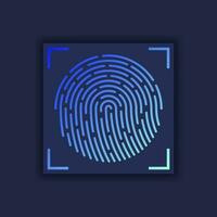 Vector illustration of security fingerprint authentication. Finger identity. Technology biometric illustration