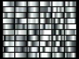 Set of silver foil texture background. Metal gradient template. Vector illustration