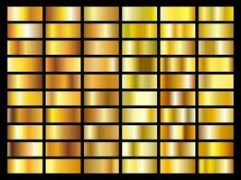 Set of gold foil texture background. Golden, copper, brass and metal gradient template. Vector illustration