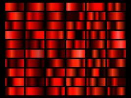 Set of red foil texture background. Metal gradient template. Vector illustration