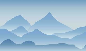 Sunrise in mountains. Colour mountains landscape. Hiking - morning view. Vector background