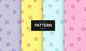 Set of Paw print seamless texture. Textile pattern cat footprints. Cat footprint seamless pattern. Vector illustration