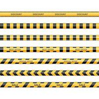 Discount lines and best and special offer ribbons. Sale tapes in yellow and black color. Warning signs collection isolated on white background. Vector illustration