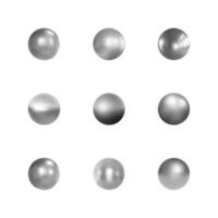 Set of silver sphere isolated on white background. Collection of bubble. Vector illustration