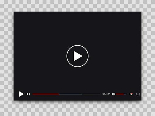Video player template for web or mobile apps. Vector interface of video and audio player. Vector illustration