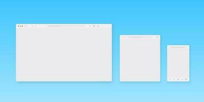 Web browser window template. Website browser different devices. Vector illustration